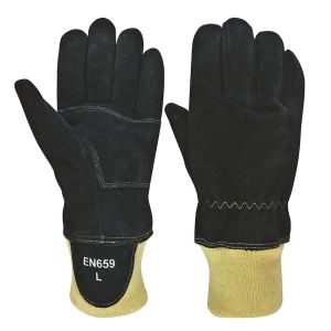 EN659 Flame Retardant Firefighter Gloves Cowsplit Shell Wristlet Cuff