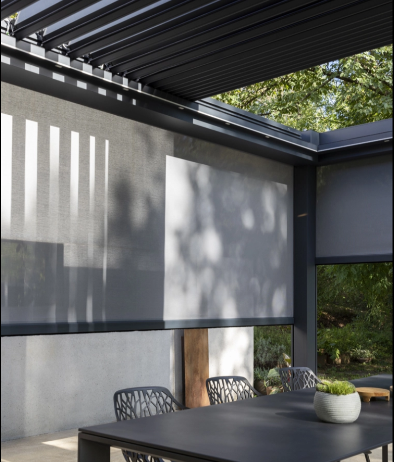 Outdoor Intelligent Adjustable Garden Aluminum Pergola With Waterproof Zip Blinds