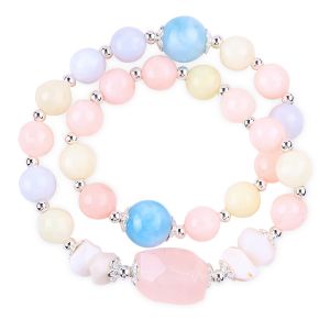 Morganite Handmade DIY Double Layer Natural Crystal Multifacted Round Bead