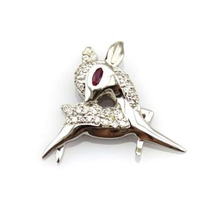 925 Sterling Silver Deer Pendant with Cubic Zirconia(P03)