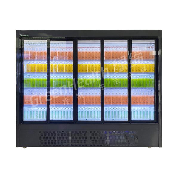 Self Service Upright Multideck Open Chiller Fronted Fridge With Curved Glass
