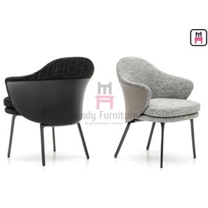 Black Metal Frame Restaurant Dining Chair Leather / Fabric Upholstered Durable