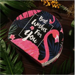 Portable Semicircular Corrugated Paper Box With Leather Handle For Gift