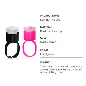 Permanent Makeup Pigment Ring With Sponge Tattoo Ink Cups Microblading