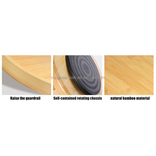 Standing Type 2 Tier Natural Bamboo Lazy Susan Turntable Organizer for Modern Kitchen