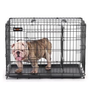 OEM ODM Custom Metal Dog Crates Space Saving With 2 Doors Removal Tray