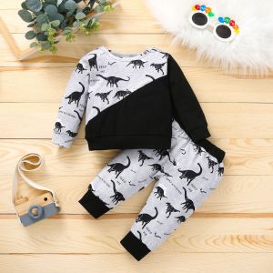 120cm 47in Spring Children'S Dinosaur Print Suit Designer Clothes For Boys