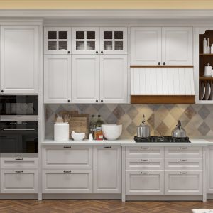 Readymade Kitchen Cabinets Traditional Style Frameless Brushed Nickel Hardware