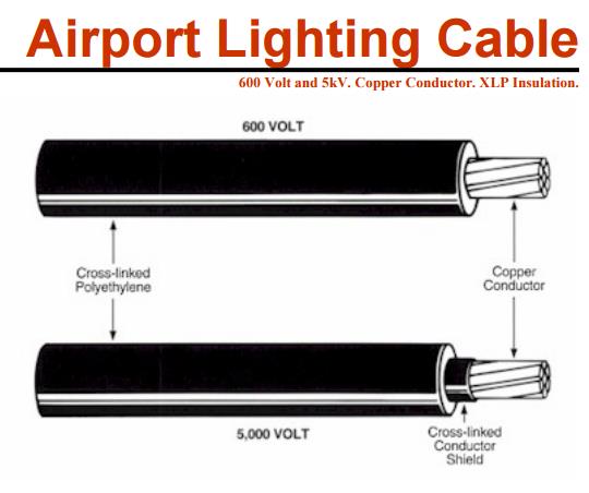 5000V FAA L-824 Type C Black Airfield Lighting Cables with non-sheild /screen CU/XLPE/PVC