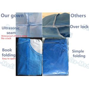 Ultrasonic Bonding Disposable Examination Gowns , Impervious SMMS Disposable