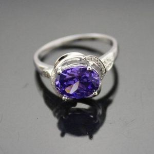 Women Jewelry Oval Garnet Cubic Zircon Sterling Silver Ring(F44E)