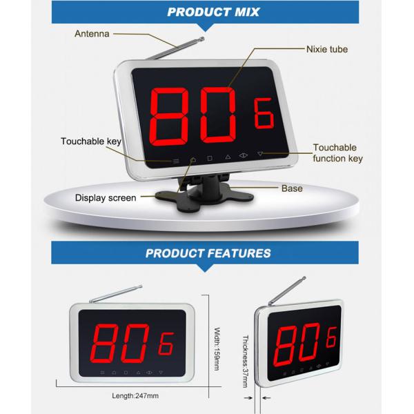 Restaurant table calling number monitor showing table number and service type like bill,call,drink,