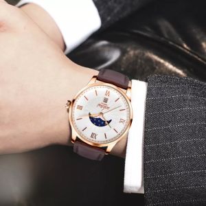 Custom Automatic Leather Mechanical Wrist Watches For Business Men