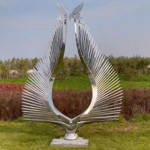 Human Body Induction Wing Sculpture Stainless Steel With LED Light