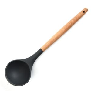 17 Piece Wooden Handle Silicone Spatula Set Printed LOGO For Cooking