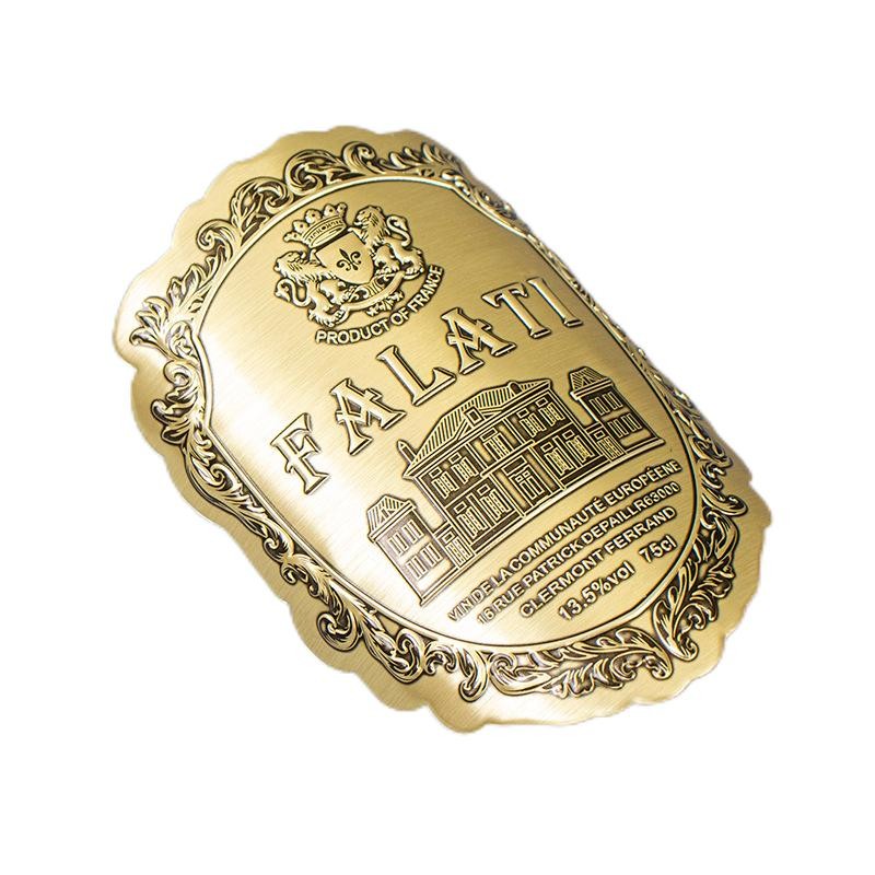 Waterproof Eco-friendly 3D Metal Relief Luxury Metal Wine Label Manufactured by