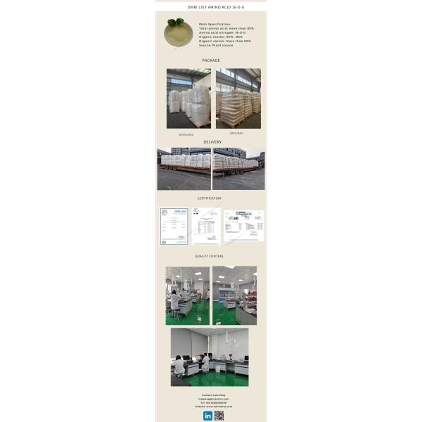 Organic Fertilizer Amino Acid 80% OMRI List Enzymatic Amino Acid 16-0-0 Powder