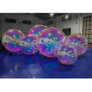 China Shinny Floating PVC Iridescent Clear Sphere Mirror Balloon Holographic Rainbow Reflective Inflatable Mirror Ball on sale