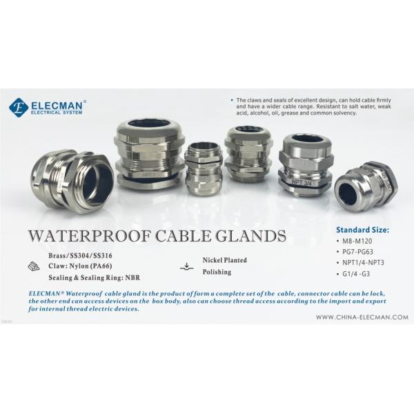 Nickel Plated Brass Waterproof Cable Gland Threaded Type