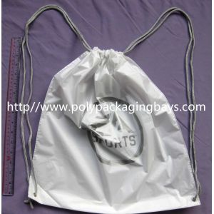 Quality Personalized PP Promotion Packaging / White Plastic Drawstring Backpack for sale