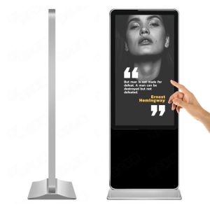 65 inch floor standing built in pc touchscreen display kiosk scrolling ad player