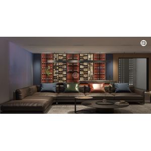 Quality Stainless Steel Living Room Wine Cabinet With Dual-Tone Marble And Glass Back Panels for sale