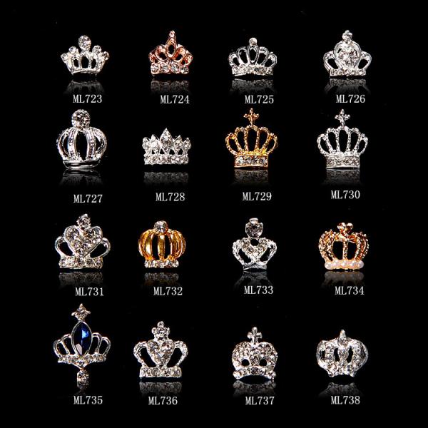 Nail Art Decoration Glitter Gold Silver Crown Alloy Jewelry ML723-738
