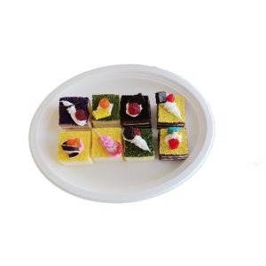 China 12 Inch  Oval Dinner Biodegradable Sugarcane Bagasse Plates on sale