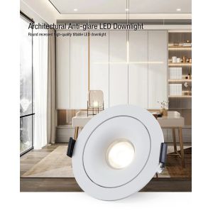 9W Aluminum COB Dimmable LED Downlights Tiltable IP54 Cutout 83mm