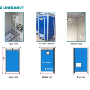 Blue 50mm EPS Sandwich Panel Portable Movable Toilet