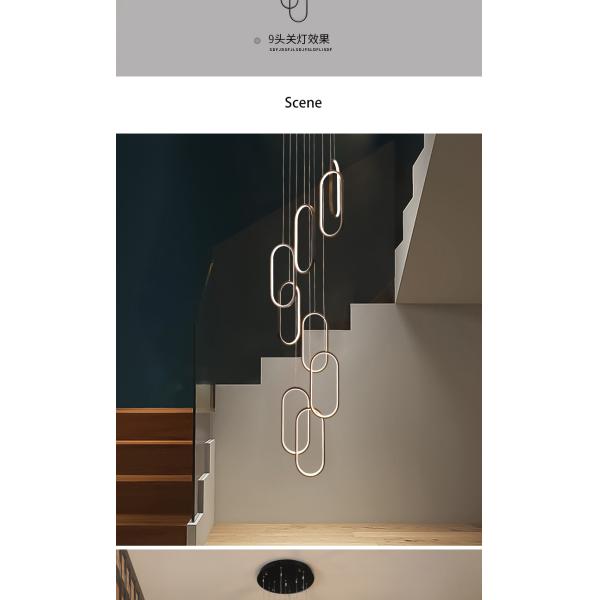 Oval Pendant Light Modern Minimalist Duplex Hall Nordic Living Room Lamp Villa Spiral Staircase Chandelier(WH-NC-75)