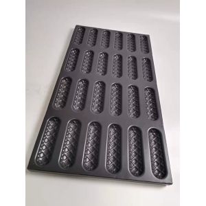 China 24 Cavity PTFE Oval Shaped Waffle Hot Dog Mold Pan on sale