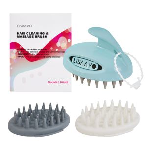 Blue Easy Clean Scalp Massager With 3 Interchangeable Scrubbers
