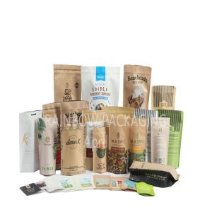 Custom Food Grade PLA Brown Kraft Paper Bags Mangoes Powder Food Pet Treats