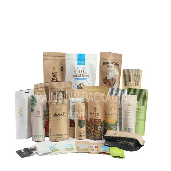 Custom Food Grade PLA Brown Kraft Paper Bags Mangoes Powder Food Pet Treats