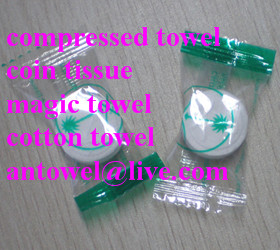 Quality candy packed coin tissue compressed towel for sale