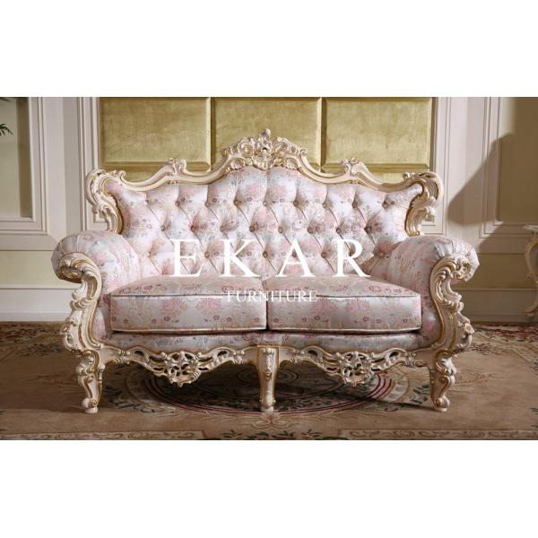 Luxury Antique Chesterfield French Carved Living Room Fabric Sofa LS-A115T