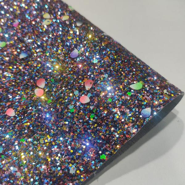 Buy 50m/Roll Fireproof 3D Chunky Glitter Leather Fabric at wholesale prices