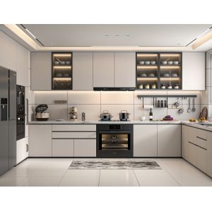 Customized Modern Design Plywood Particleboard Carcass Lacquer Kitchen Cabinets