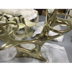 Inside dressing table with glass stainless steel plated titanium