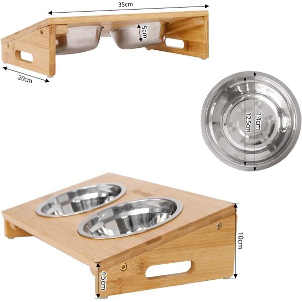 Buy Anti Slipping Elevated Bamboo SS304 Bowl Pet Feeder Stand at wholesale prices