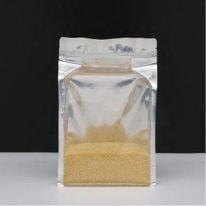 Custom Flat Bottom Aluminum Foil pouch With One Side Clear Transparent Aluminium