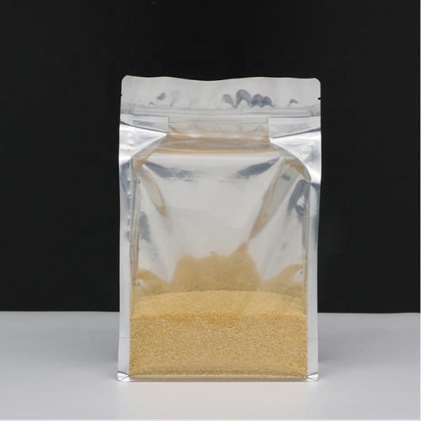 Custom Flat Bottom Aluminum Foil pouch With One Side Clear Transparent Aluminium Foil Bag With Zipper For Food Packaging