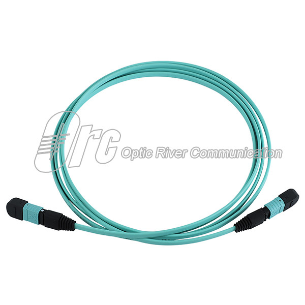 Buy Aqua LSZH MPO To MPO Flat Ribbon Om3 Patch Cord 12 Cores at wholesale prices