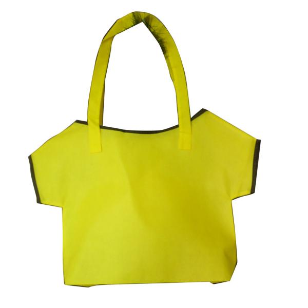75g Yellow T- shirt shape cute design advertising non woven carry bag