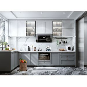 Customized Walnut Modern Solid Wood Kitchen Cabinets For Apartments