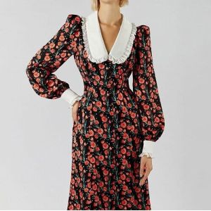 OEM maufactory Print Long Skirt Doll Collars Polyester European American Long