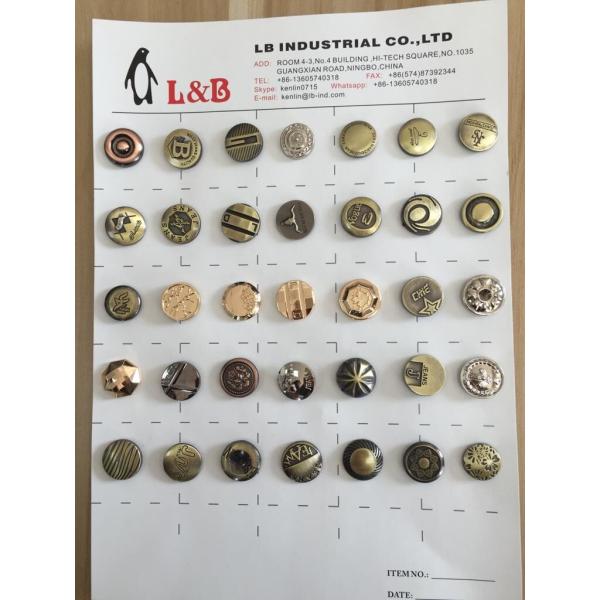 wholesale Zinc Alloy Screw Jean Button Custom brand logo metal button