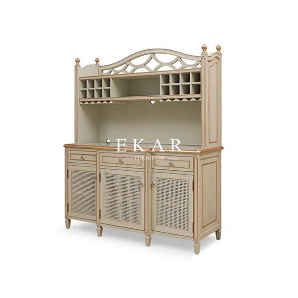 Buy Gray Antique Design Dining Room Sideboard Carved Wooden Cupboard at wholesale prices