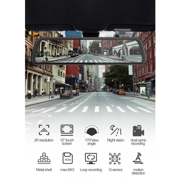 32GB 10 Inch Vehicle Blackbox DVR Dash Cam FHD 1080p Stream Media